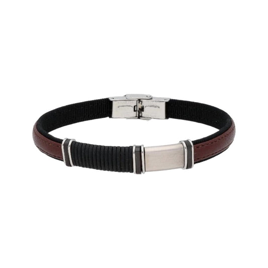 Steel and leather bracelet - 84BA867-M 