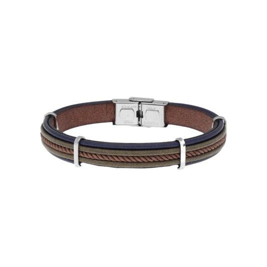 Steel and leather bracelet - 84BA1547 