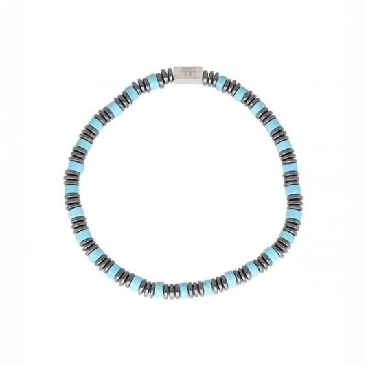 Steel and tourquoise bracelet - BALI064BR-T 