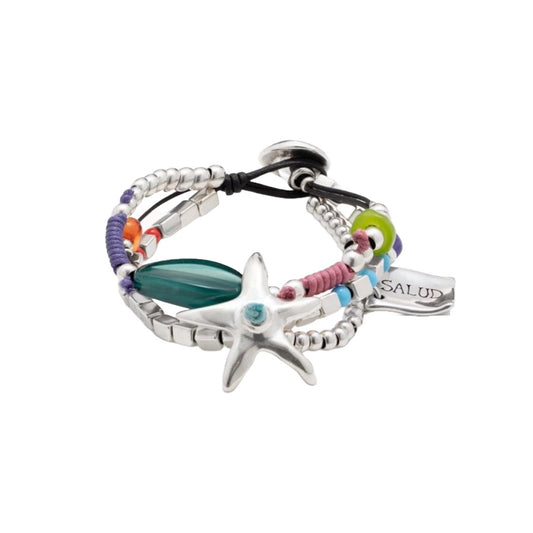 Silver plated bracelet with resin stones