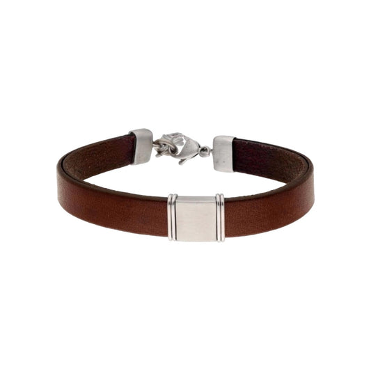Steel and leather bracelet - 84BA1557-M 