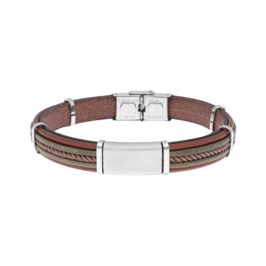 Steel and leather bracelet - 84BA1546-P 