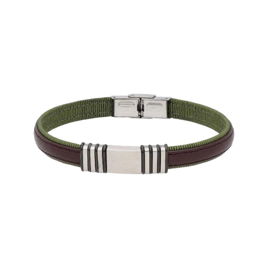 Steel and leather bracelet - 84BA869 