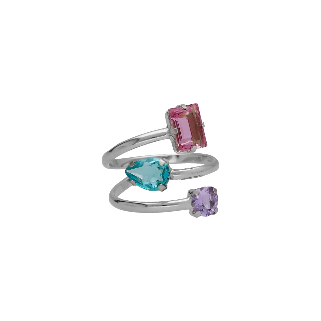 Anell ajustable vidre multicolor a Plata de Bay