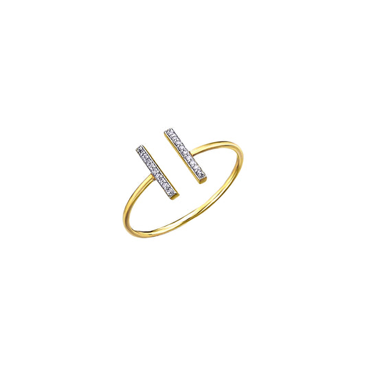 ANELL DUES BARRES OR I DIAMANTS