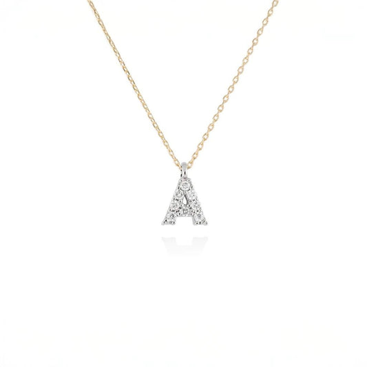 Penjoll lletra A de diamants en or groc i blanc 18kt