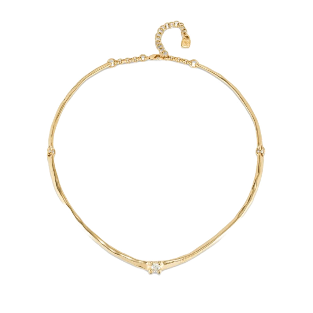 Collar rígido bañado en oro 18k y circonita blanca