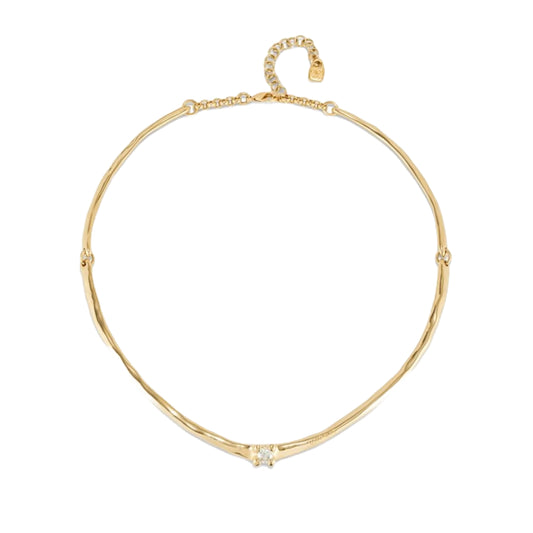 Collar rígid banyat en or 18k i circonita blanca