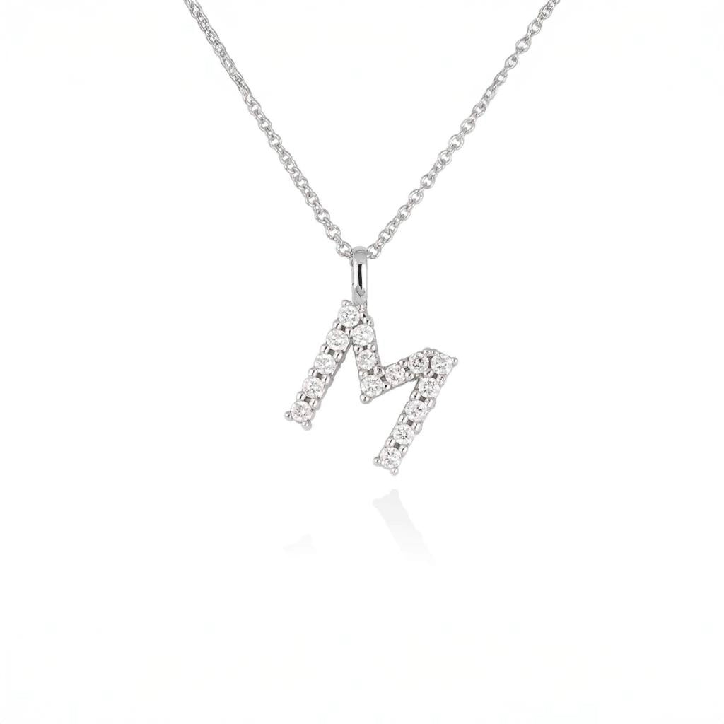 Initial M diamond choker in 18kt white gold