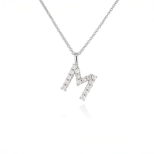 Collaret inicial M de diamants en or blanc 18kt