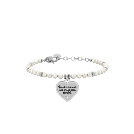 Pearl bracelet with heart pendant for sister Heart | sister