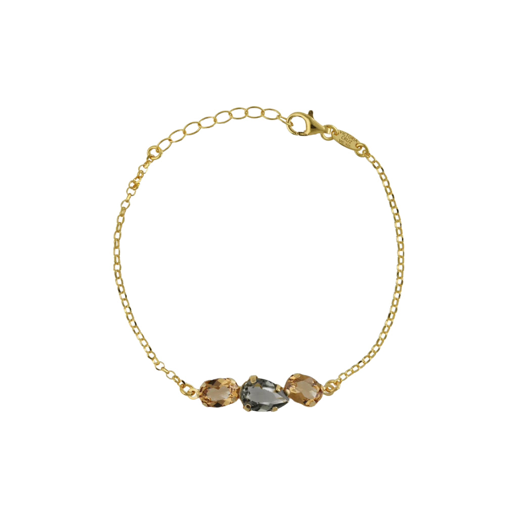 Champagne crystal bracelet in Clarity Gold Plated Silver 