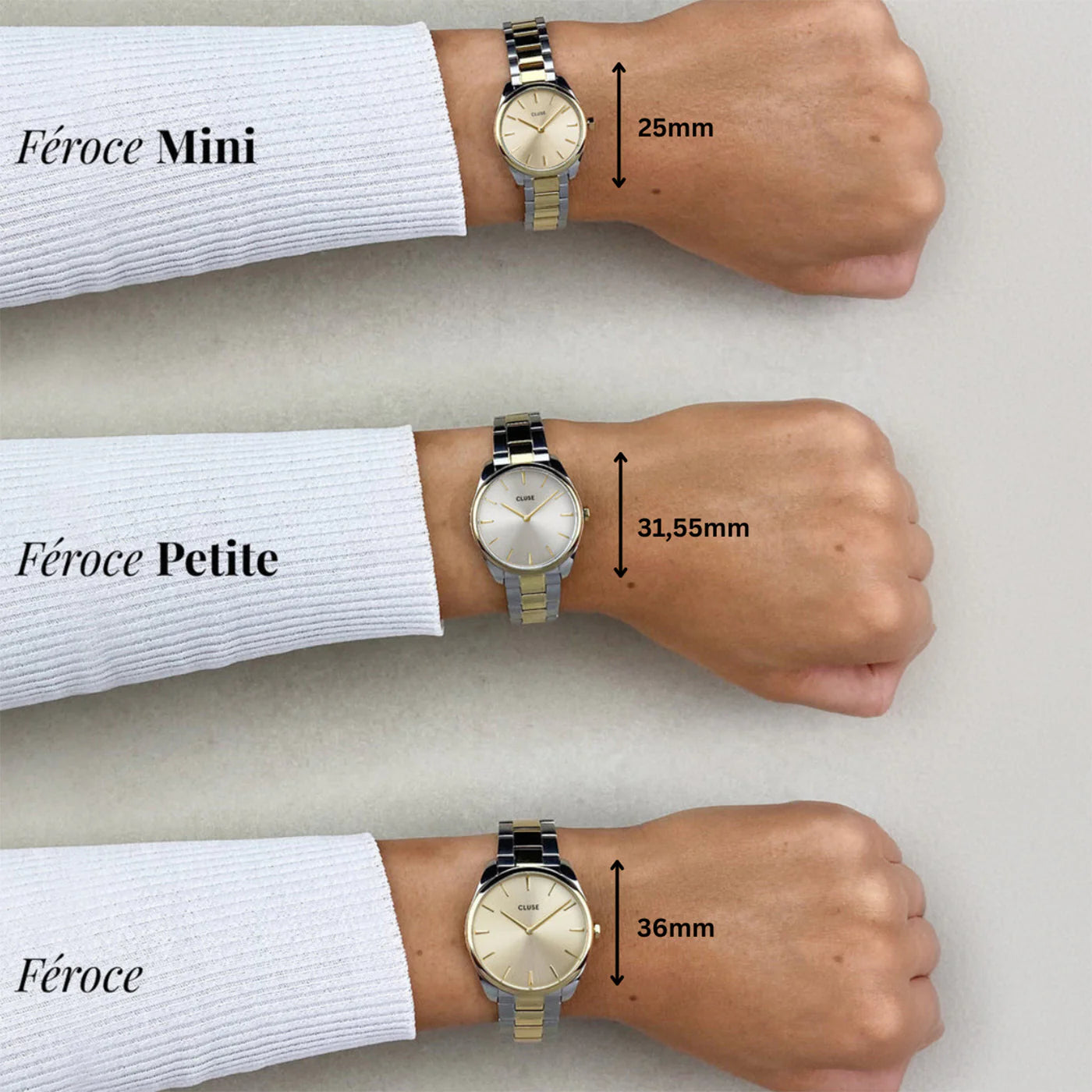Féroce Steel, White, Rose Gold/Silver Color