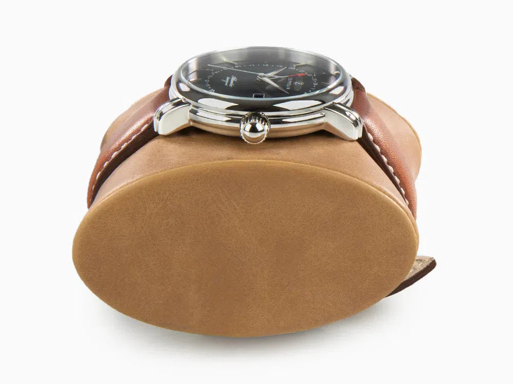 Zeppelin Atlantic Quartz Watch, Blue, 41 mm, Day, Leather Strap, 8442-3