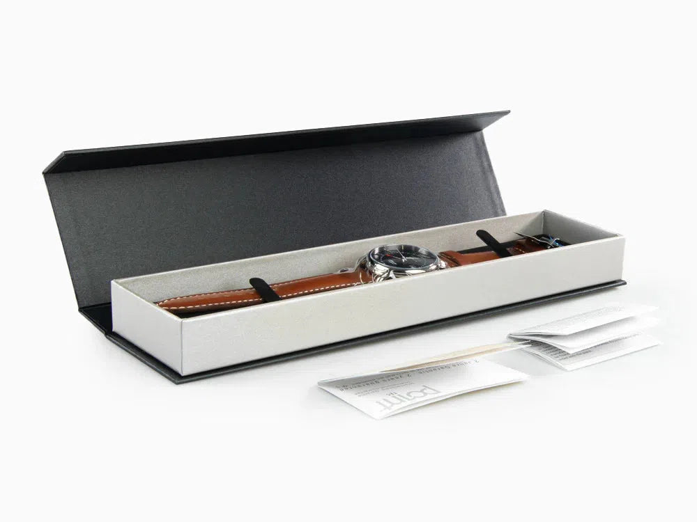 Zeppelin Atlantic Quartz Watch, Blue, 41 mm, Day, Leather Strap, 8442-3