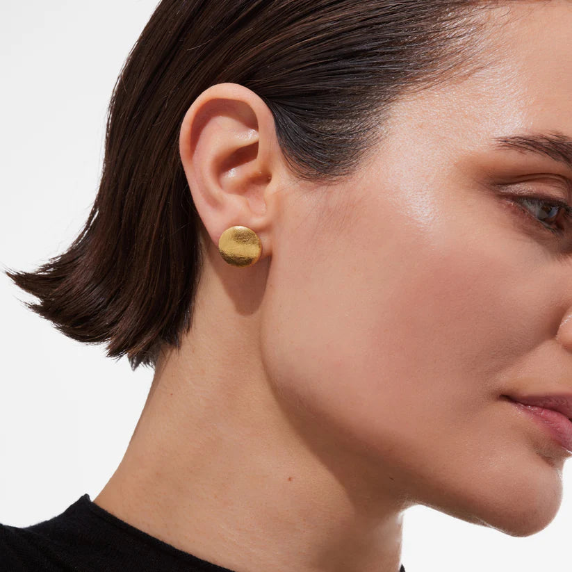 Zoom Silver Sphere Button Earrings 