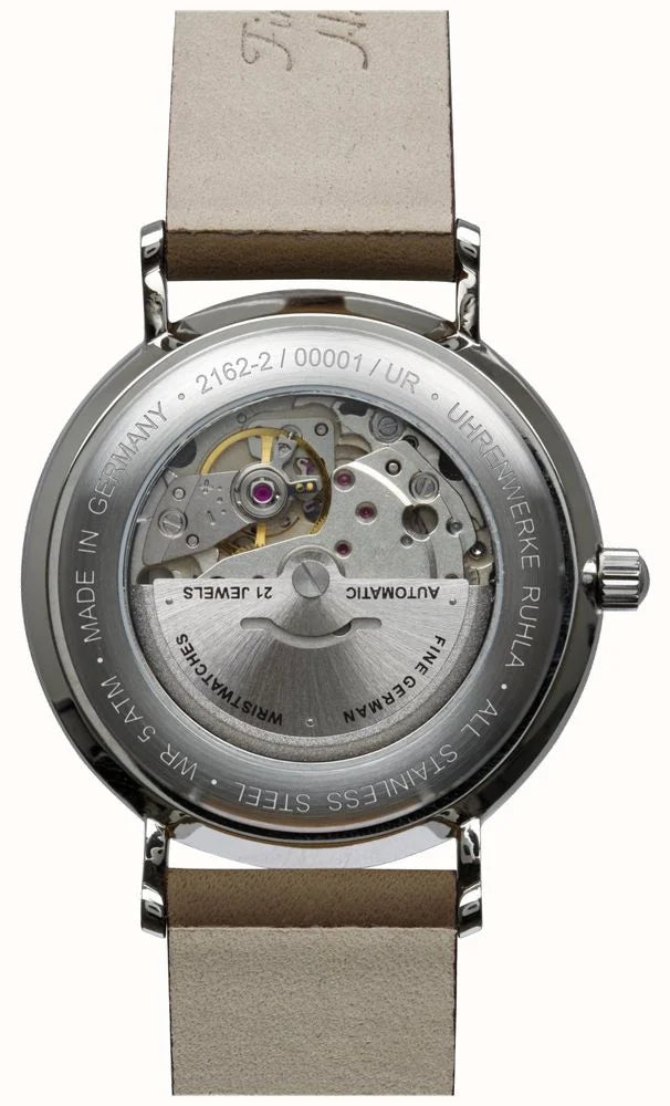 Bauhaus Classic Automatic Day-Date Watch (41mm), Anthracite Dial / Brown Leather Strap 