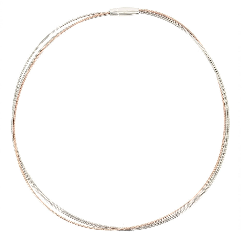 DNA necklace rhodium and pink - WDNAG467
