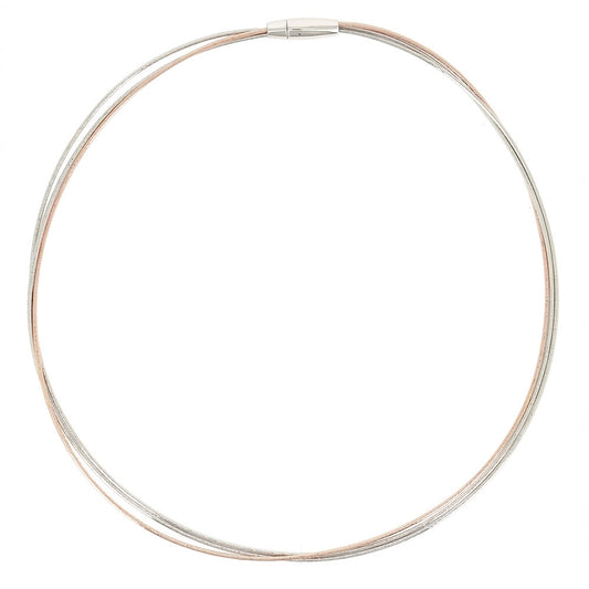 DNA necklace rhodium and pink - WDNAG467