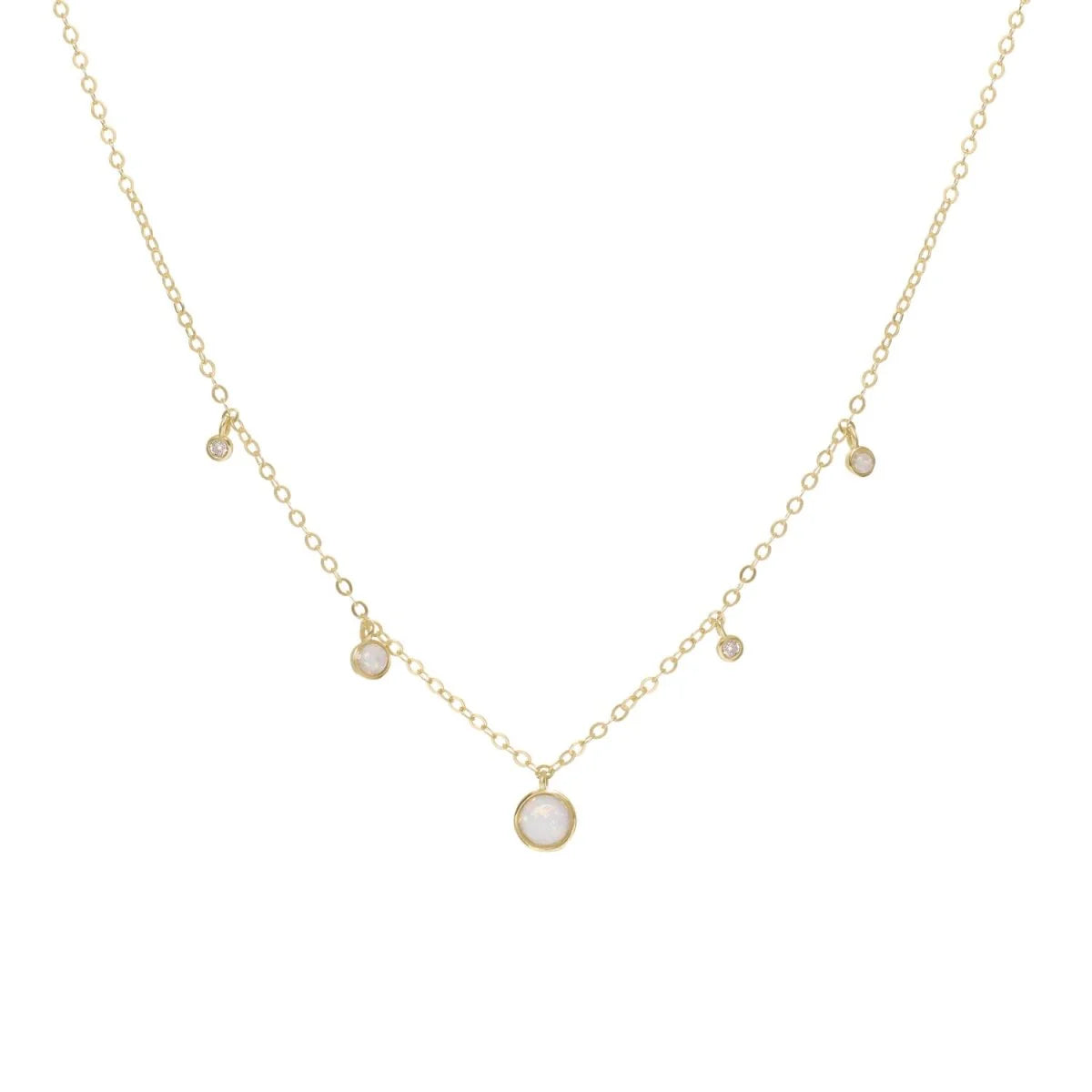 Silver pendant necklaces with opal and zirconia design