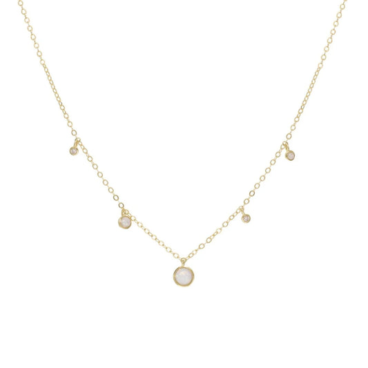 Silver pendant necklaces with opal and zirconia design