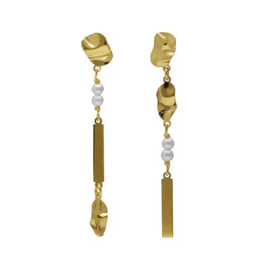 Long Pearl Leaf Earrings in Radiance Silver 