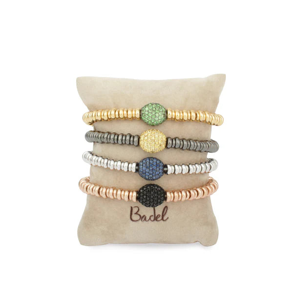 Pulsera Java pulida de 5/4 mm con pavé de espinela negra