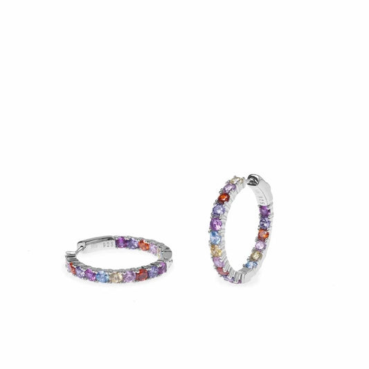 Hoop earrings with round-cut multi-chrome stones