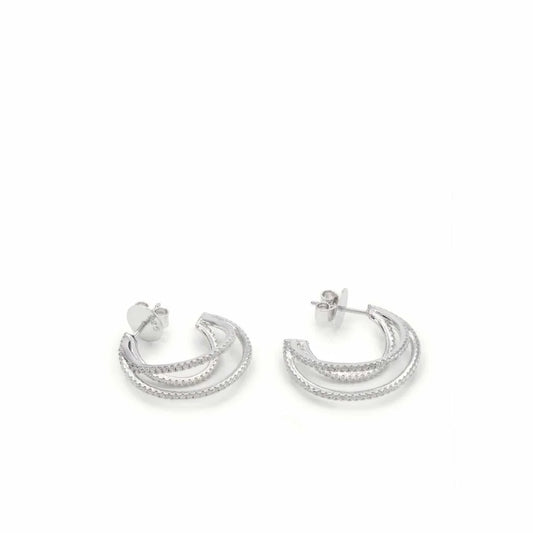 Original hoop earrings with triple interlaced rail design