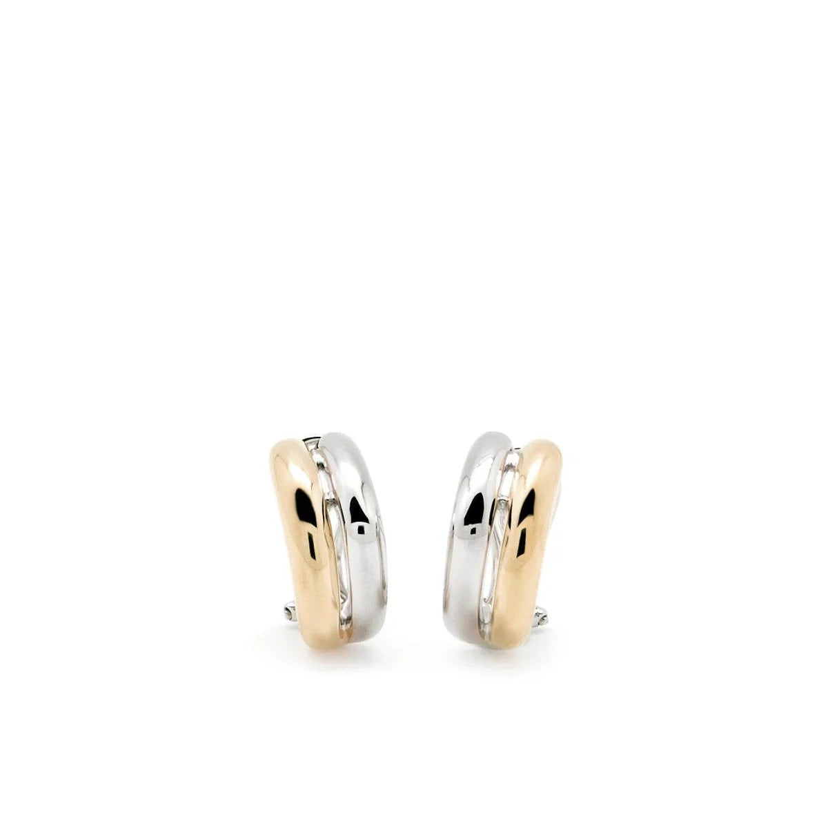 Two-tone earrings with thick double band design