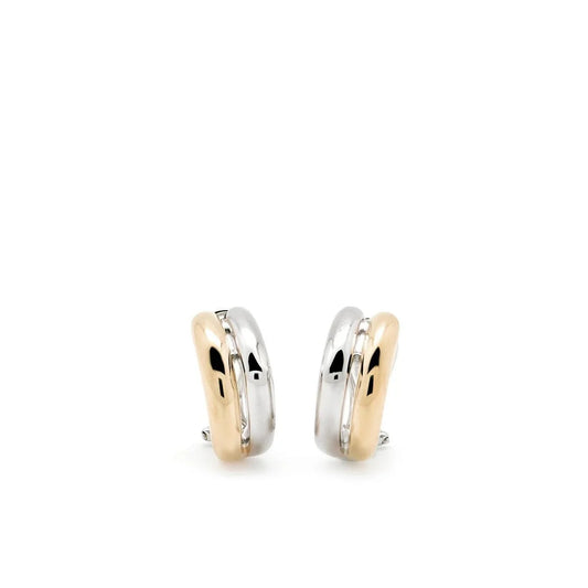 Two-tone earrings with thick double band design