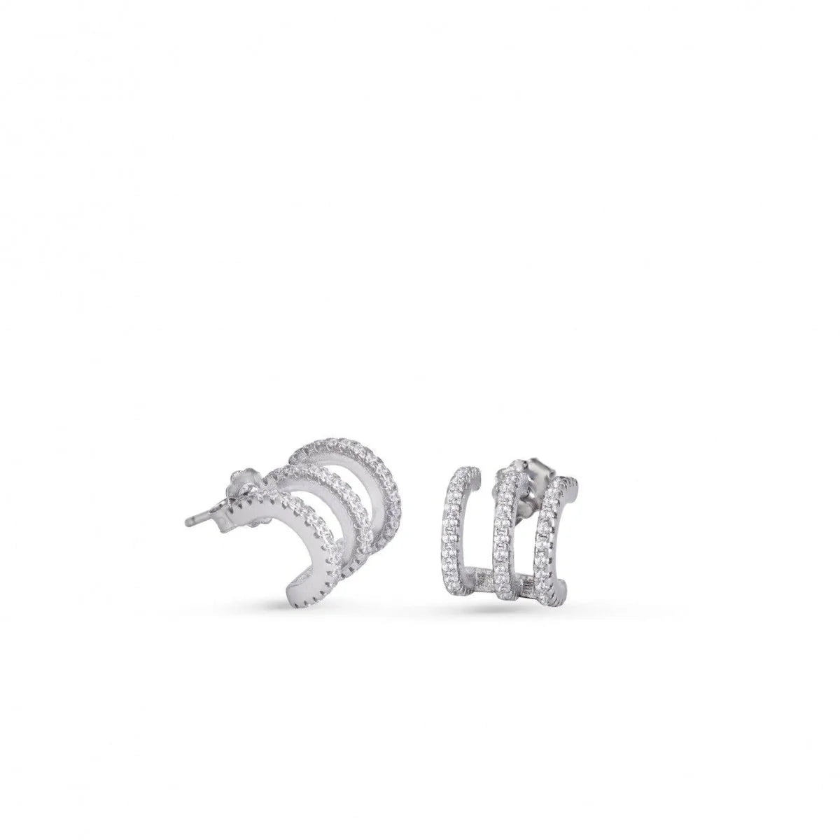 Original earrings with curved zirconia rail design