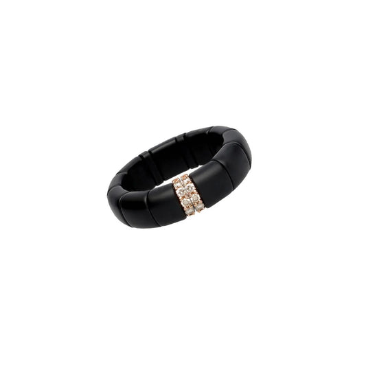 ROBERTO DEMEGLIO ANELL D'OR ROSA I CERÀMICA NEGRA AMB DIAMANTS BROWN