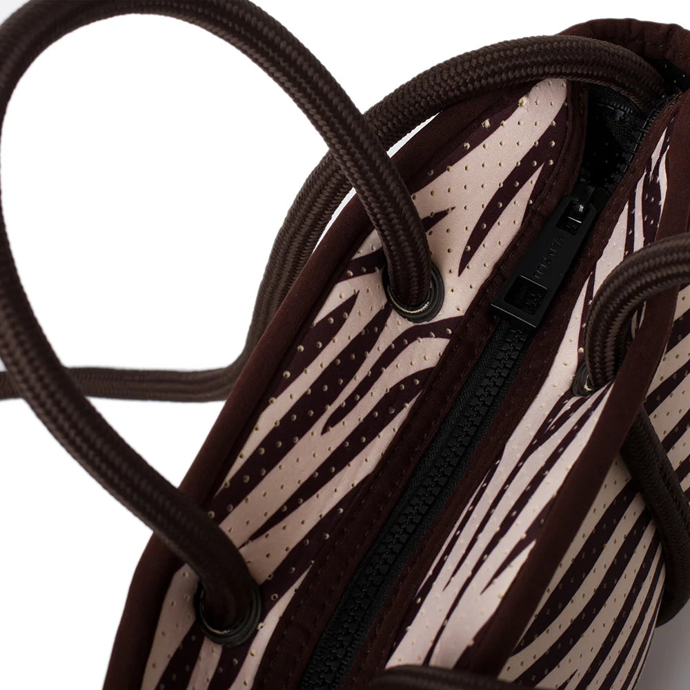 XS. ZEBRA PRINT NEOPRENE BAG