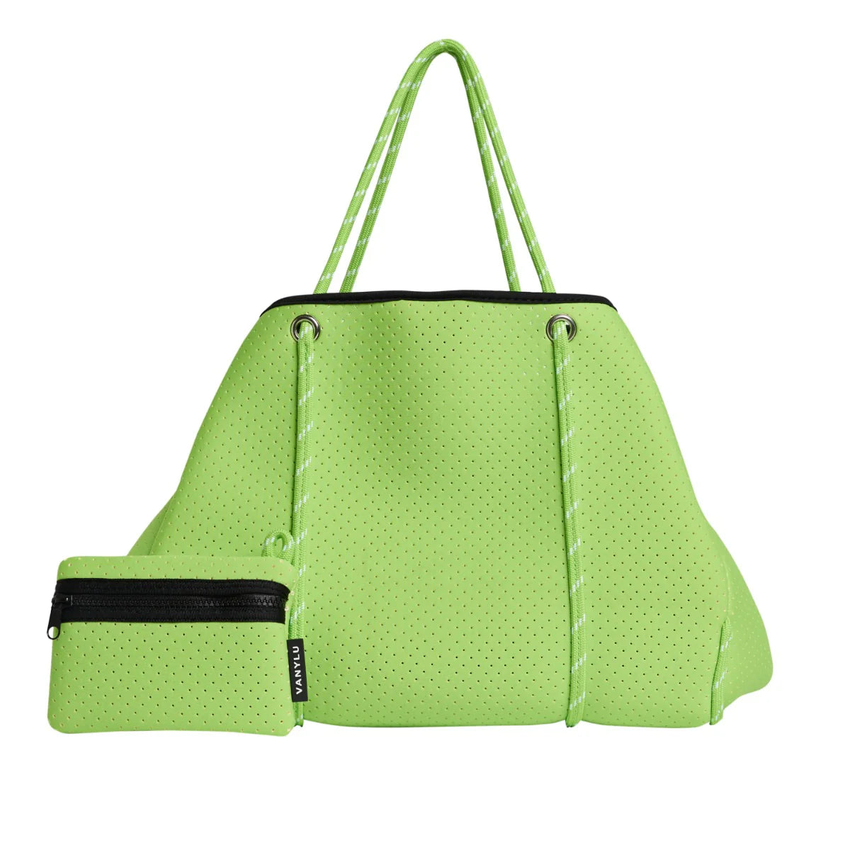 VANYLU CLASSIC. PHOSPHORUS GREEN NEOPRENE DRAWSTRING BAG