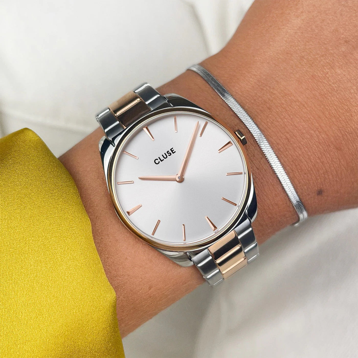 Féroce Steel, White, Rose Gold/Silver Color
